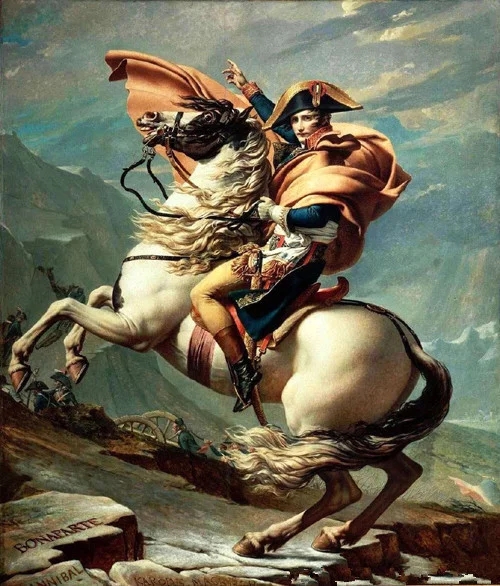 世界经典油画-达维特《拿破仑穿越阿尔卑斯山》
