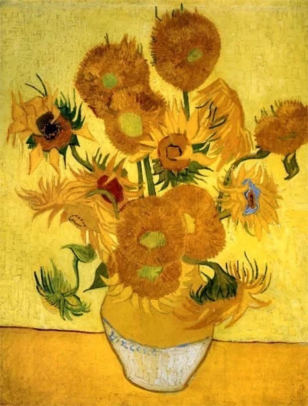 世界经典油画-梵高的代表作《向日葵》