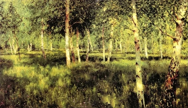 世界经典油画-列维坦《白桦丛》