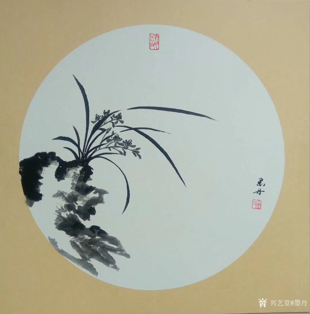 画一朵兰花,墨丹国画作品