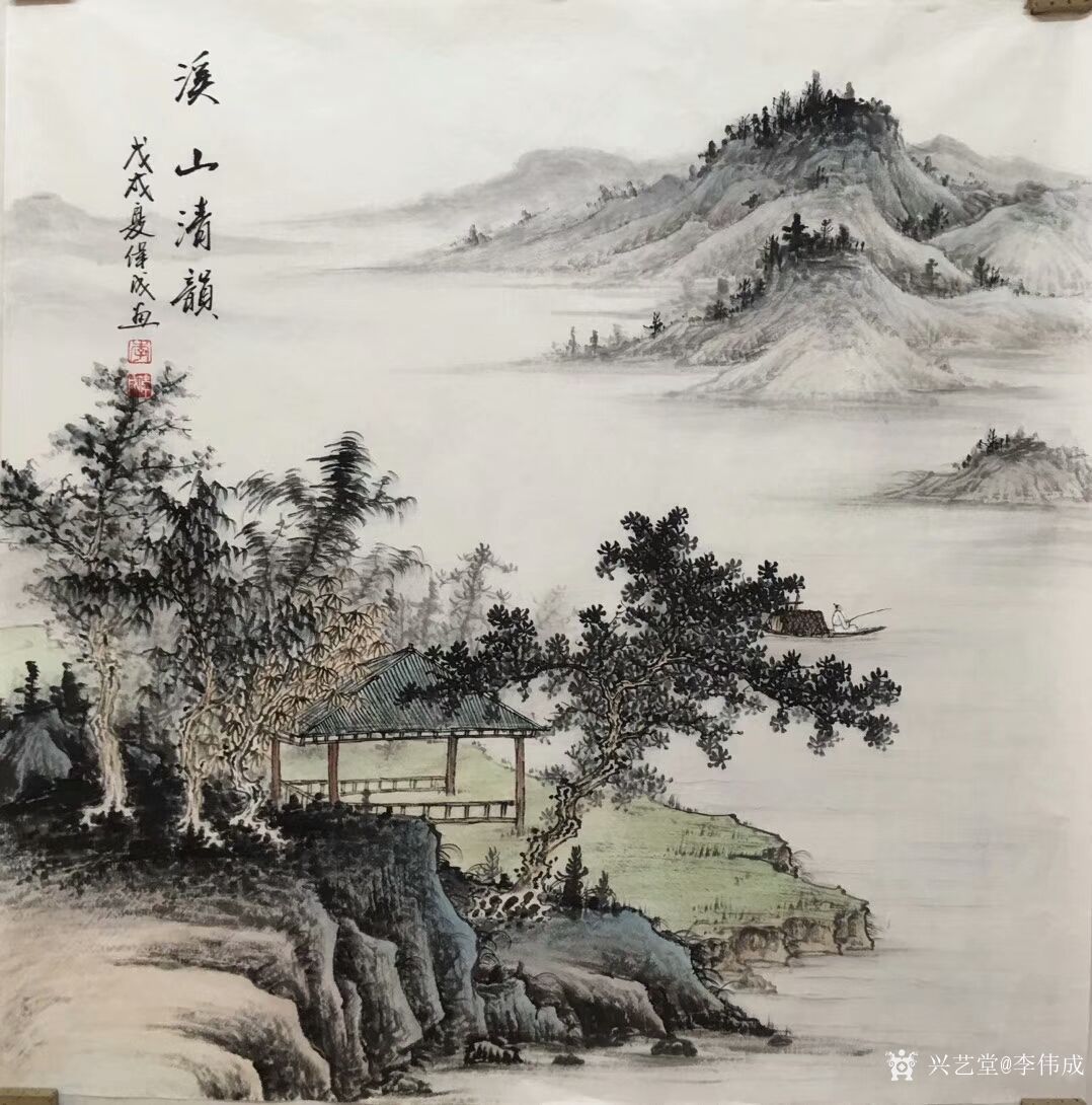 李伟成日记:国画仿古山水画五幅:《疏林闲窗