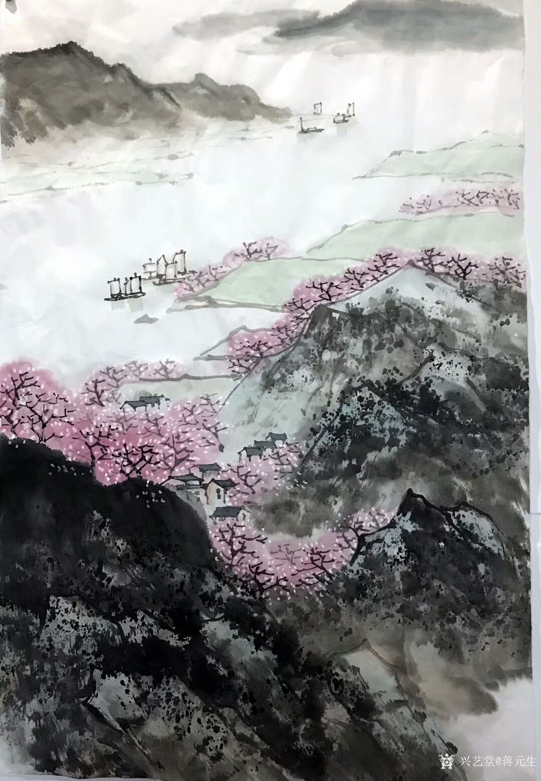 蒋元生日记-《太湖春晓》,国画山水画,每日一图,附局部图,新作未题款