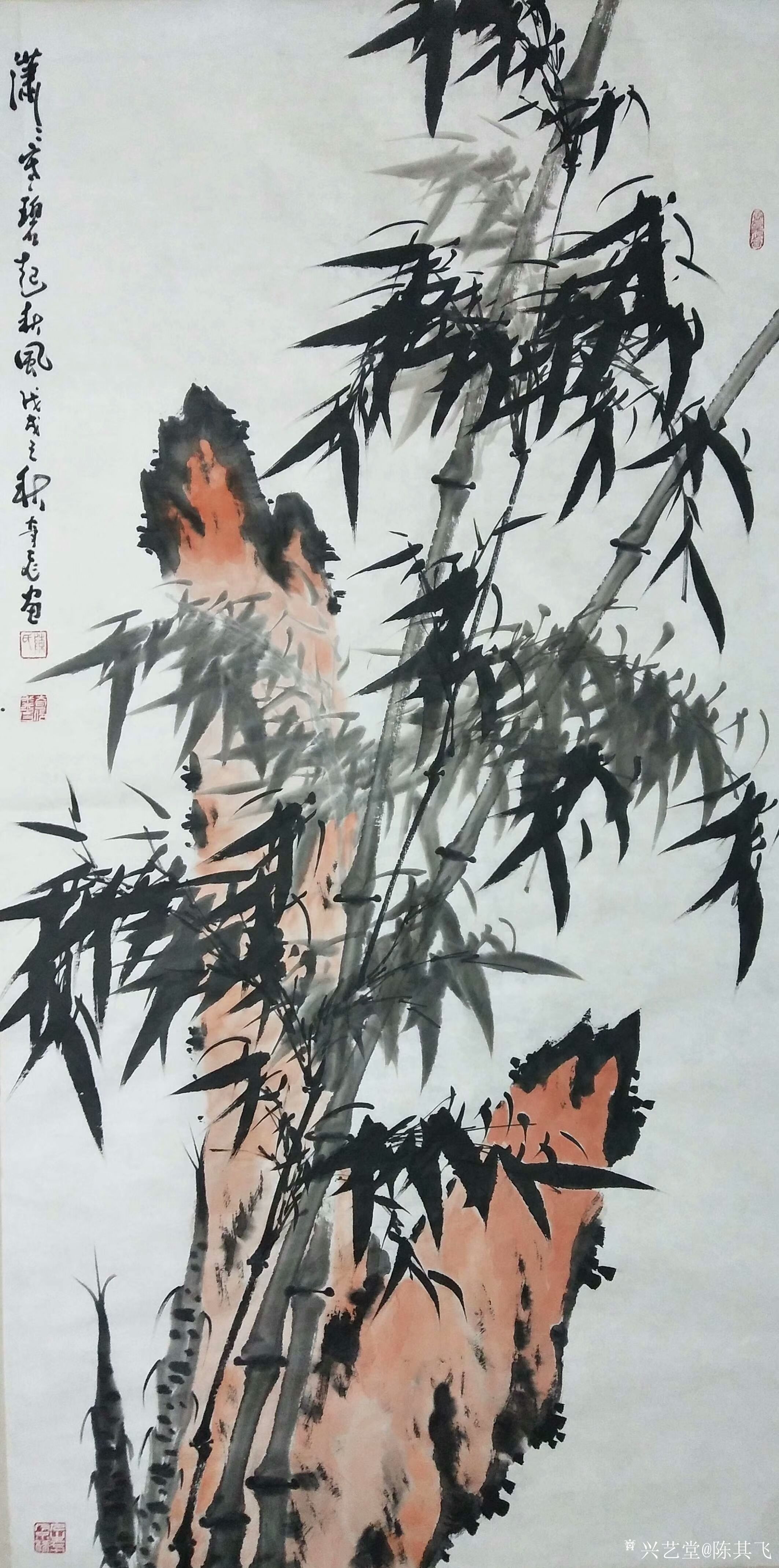 艺术家陈其飞日记:国画花鸟画竹系列作品欣赏《四十年来画竹枝,日间挥