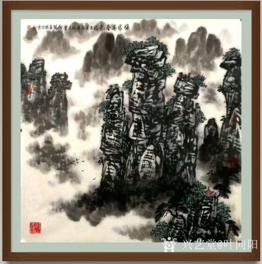 叶向阳日记-翰墨颂中华:《张家界春色》国画山水画,尺寸六尺斗方98x98