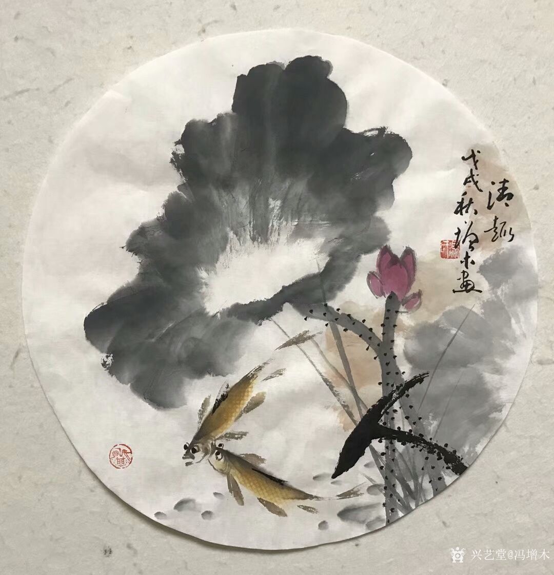 冯增木日记-国画花鸟画荷花兰草近期作品一组,尺寸四尺斗方68x68cm