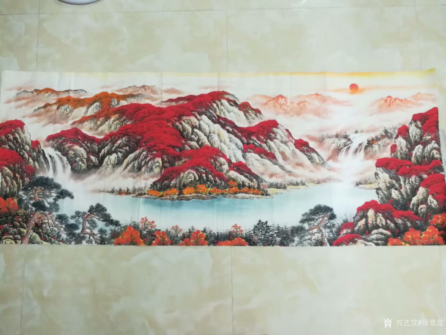 徐景莲日记:国画山水画鸿运当头,尺寸1