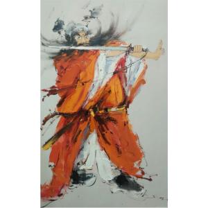 艺术品图片：艺术家卢锦华油画作品名称《【钟馗舞剑】作者卢锦华》价格2400.00 元