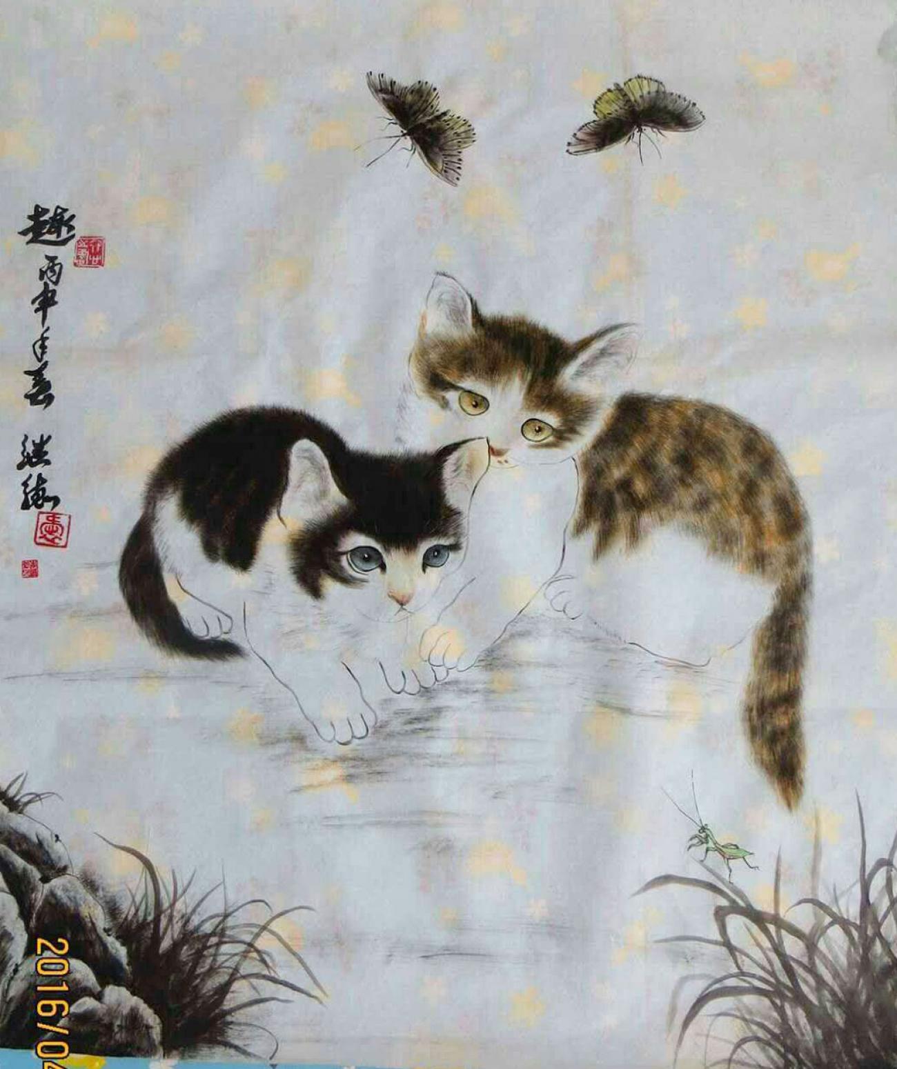 国画作品《【猫】作者李继德》
