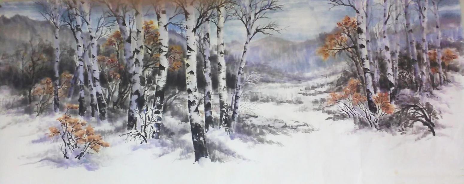 许金玉国画作品【雪之景】作者许金玉》