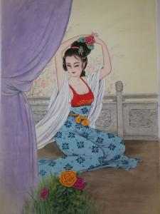 艺术品图片：艺术家徐景莲国画作品名称《簪花图》议价