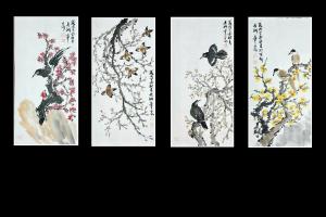 艺术品图片：艺术家陈宏洲国画作品名称《花鸟四条屏》议价