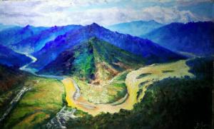 艺术品图片：艺术家戴建华油画作品名称《金沙江大转弯》议价