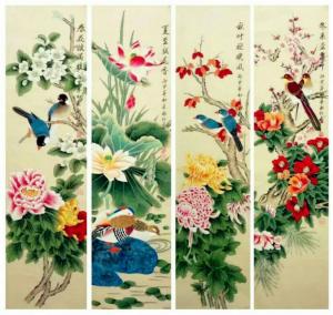 艺术品图片：艺术家刘永红国画作品名称《春夏秋冬》议价