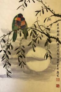 艺术品图片：艺术家石广生国画作品名称《月上柳梢头》议价