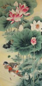 艺术品图片：艺术家韩梅国画作品名称《荷花鸳鸯》议价