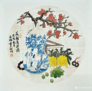 艺术品图片：艺术家陈宏洲国画作品名称《岁朝清供图》议价
