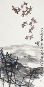 艺术品图片：艺术家甘庆琼国画作品名称《寒林晨曲》议价