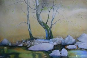 艺术品图片：艺术家冯保民油画作品名称《宁静的湖畔》价格5000.00 元