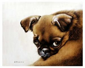 艺术品图片：艺术家田玉田手工作品名称《木板烙画动物系列《狗》》价格5000.00 元