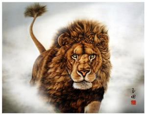 艺术品图片：艺术家田玉田手工作品名称《木板烙画动物系列《狮》》价格5000.00 元