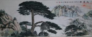 艺术品图片：艺术家张喜才国画作品名称《迎客松》议价
