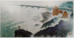 艺术品图片：艺术家马曙光国画作品名称《大桥环抱阅江楼》议价
