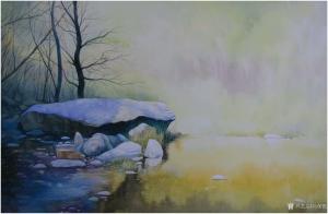 艺术品图片：艺术家冯保民油画作品名称《宁静的湖畔》价格5000.00 元