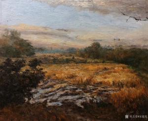 艺术品图片：艺术家宋德发油画作品名称《湿地的早晨》议价