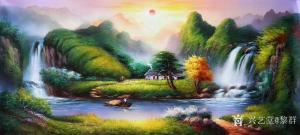 艺术品图片：艺术家黎群油画作品名称《风景油画-幸福家园》价格1200.00 元