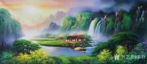 艺术品图片：艺术家黎群油画作品名称《风景油画-绿水青山》价格1200.00 元