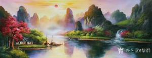 艺术品图片：艺术家黎群油画作品名称《风景油画-漓江春水》价格1200.00 元