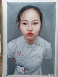 艺术品图片：艺术家黎群油画作品名称《人物肖像画实习护士》议价