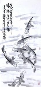 艺术品图片：艺术家龚光万国画作品名称《鱼-夜吹雪浪摇星斗》议价