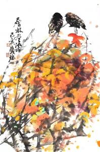 艺术品图片：艺术家甘庆琼国画作品名称《花鸟画-层林尽染》议价