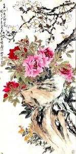 艺术品图片：艺术家姚玲国画作品名称《牡丹花-玉堂富贵》议价