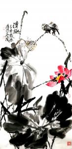 艺术品图片：艺术家甘庆琼国画作品名称《荷花～清趣》议价