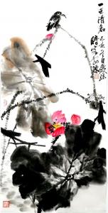 艺术品图片：艺术家甘庆琼国画作品名称《荷花～一世清名》议价