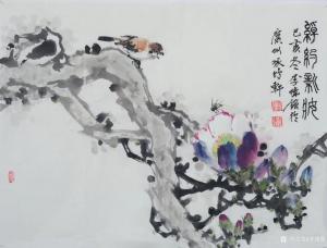 艺术品图片：艺术家李伟强国画作品名称《花鸟-绰约新妆》议价
