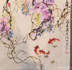 艺术品图片：艺术家徐如茂国画作品名称《花鸟-金鱼》价格800.00 元