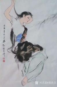 艺术品图片：艺术家郭浩艺国画作品名称《仕女人物画-风》议价