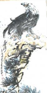 艺术品图片：艺术家王贵烨国画作品名称《雄鹰-远瞻山河》议价
