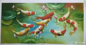 艺术品图片：艺术家黎群油画作品名称《九鱼图（五）横幅》价格1000.00 元
