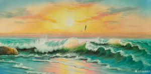 艺术品图片：艺术家黄联合油画作品名称《海浪油画》价格3000.00 元