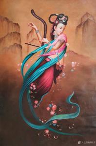 艺术品图片：艺术家黄联合油画作品名称《油画仙女散花》价格3000.00 元