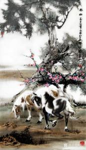 艺术品图片：艺术家石川国画作品名称《马-春曲》议价