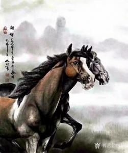艺术品图片：艺术家石川国画作品名称《马-相伴》议价