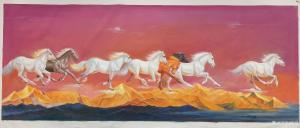 艺术品图片：艺术家黎群油画作品名称《八马油画（包框包邮）》价格2300.00 元