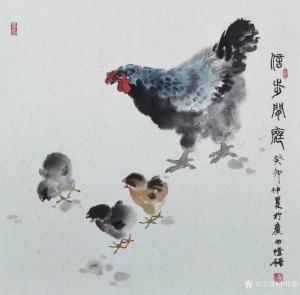 艺术品图片：艺术家李伟强国画作品名称《信步闲庭》议价