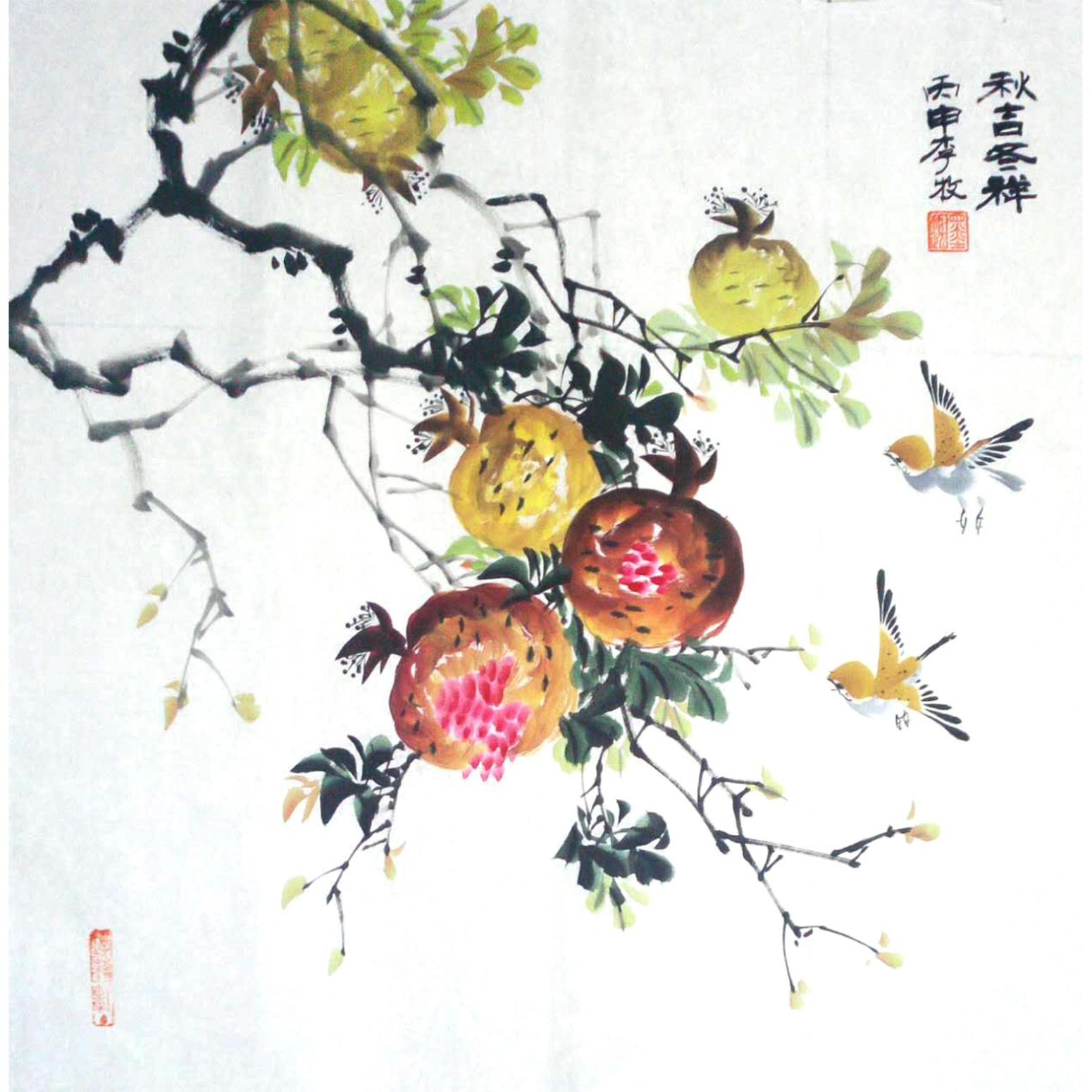 李牧国画作品《【秋吉冬祥】作者李牧》