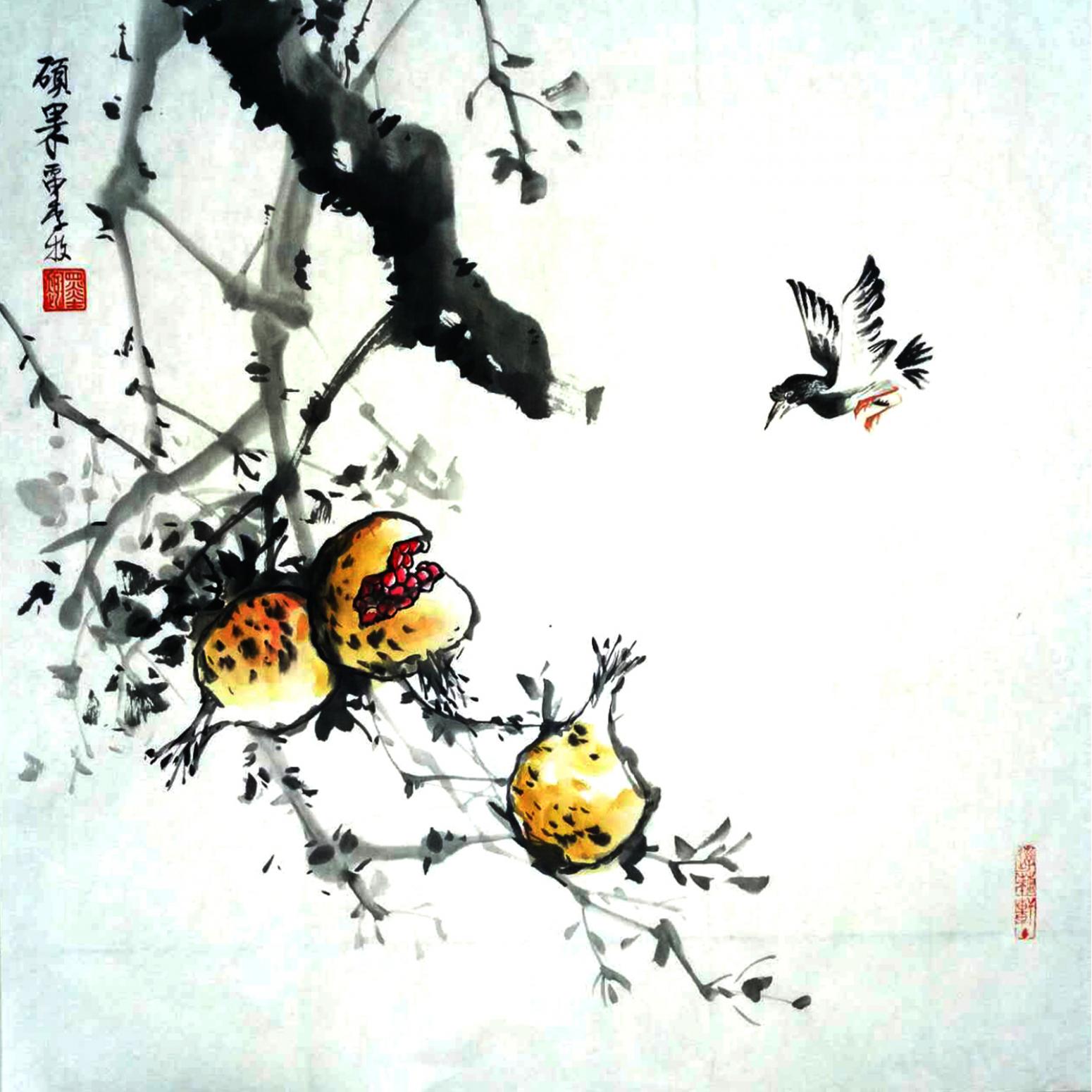 李牧国画作品《【硕果】作者李牧》